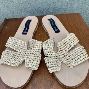 Seteven Women's Cream Woven Sandals